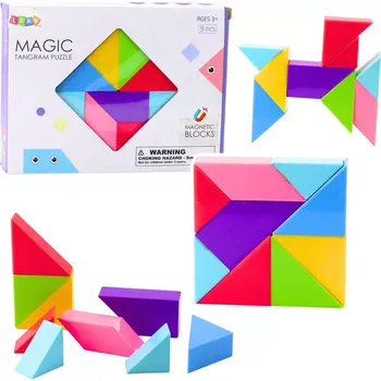 ostatní stavebnice Magnetické kostičky tangram – barevná skládačka, 9 dílů