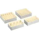 MSV sada 4 ks prodyšných úložných boxů s přihrádkami, šedá, polypropylen