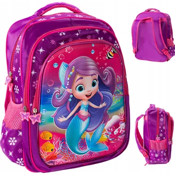 ŠKOLNÍ BATOH 25L MOŘSKÁ PANNA PEVNÝ velký DO ŠKOLY 3D FIALOVÝ PRO DÍVKY