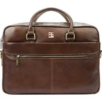 Pánská aktovka Nordee S133 Pánská Kožená Aktovka Velká Hnědá s Přídavným Popruhem a Organizérem