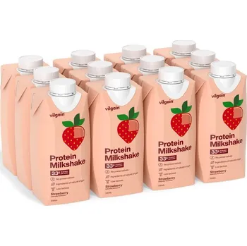 Proteinový nápoj Vilgain Protein Milkshake – 12x&nbsp;jahoda 330&nbsp;ml