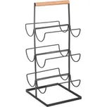 MSV stojan na 6 lahví vína, černý, ocel, dřevo