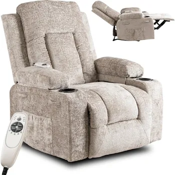 Masážní křeslo JAKS Masážní křeslo béžové mikroplyš Box