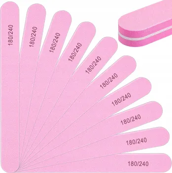 Pilník leštička na nehty rovný, zrnitost 180/240 světle růžový, 10 ks