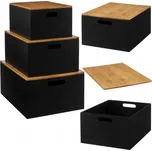 Krabice s víkem černá, odstíny hnědé a béžové