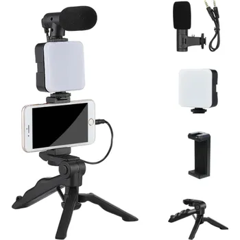 Sada pro vlogování na chytrý telefon Přenosný stabilizační držák s mikrofonem a LED světlem Profesionální natáčení videí YouTube