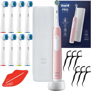 Elektrický zubní kartáček ELEKTRICKÝ ZUBNÍ KARTÁČEK NA ZUBY ORAL-B PRO SERIES 1 RŮŽOVÝ 3 REŽIMY + POUZDRO