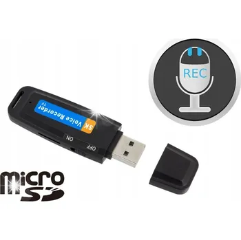 Diktafon MINI DIKTAFON ODPOSLECH ŠPIÓN USB DISK DISKRÉTNÍ ZÁZNAMNÍK MICROSD AK288A