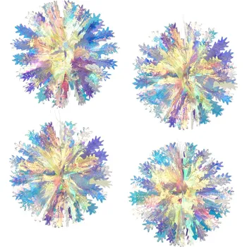 Vánoční ozdoba Koule trojrozměrná s duhovým efektem Ø20 cm, set 4 ks
