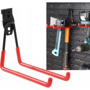 Obraz Rovný hák na desku/panel botle 19 Cm, garážové nářadí, vybavení, nosnost 25 kg, na žebřík, lopatu