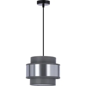 Moderní závěsné svítidlo Hare šedé a stříbrné s textilním stínidlem do obýváku nebo jídelny