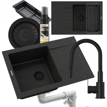 Granitový dřez Jednokomorový granitový dřez Granitan MINO, černý