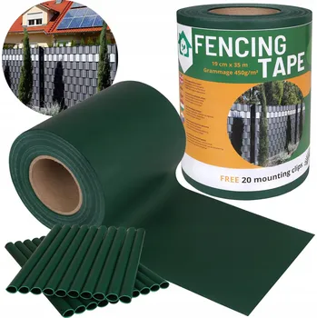 zahradní zástěna Oplocení Stínící panelové pásy UV plotový kryt 1x 9 Cm x 35m 450g/m2 klipy zelená