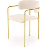 Jídelní křeslo LADONE — kov, látka, zlatá / krémová
