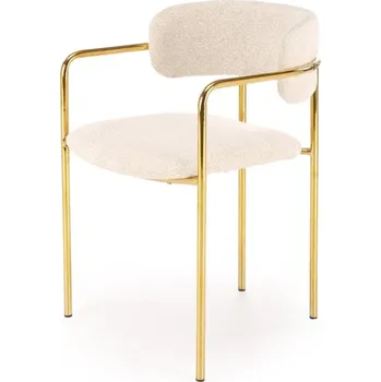 Jídelní židle Jídelní křeslo LADONE — kov, látka, zlatá / krémová