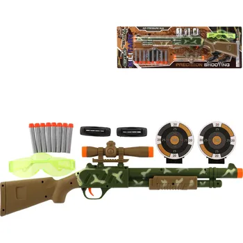 Dětská zbraň _Ostatní 1_ Puška dětská se zaměřovačem set s 8 soft náboji a ochrannými brýlemi 00850650