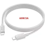HOCO Dobíjecí, datový kabel pro Samsung Galaxy A15, 60W 3A, bílý, white, USB-C na USB-C, nahrazuje originál