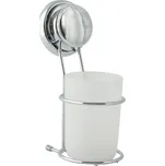MSV kelímek na kartáčky s přísavkou, bílý, chromovaný, plast