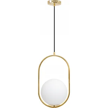 ZÁVĚSNÉ STROPNÍ SVÍTIDLO BÍLÁ KOULE MLÉČNÁ ZLATÁ E27