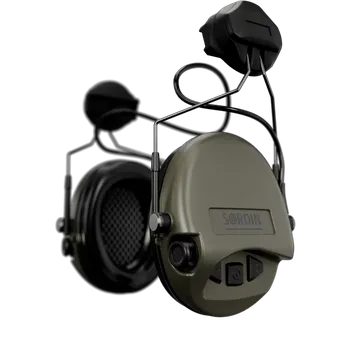 Sluchátka Sordin střelecká sluchátka Supreme MIL AUX - zelené mušle, ARC montáž na helmu, PVC náušníky