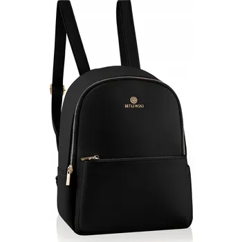 Městský batoh BETLEWSKI Dámský elegantní malý Batoh / batoh z ekokůže, pohodlný, černý, s regulací