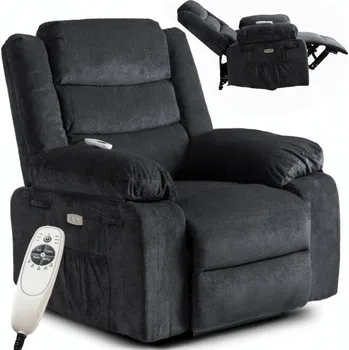 Masážní křeslo JAKS Masážní křeslo černé látka Jasper