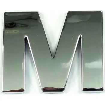 Samolepicí dekorace na vozidlo CHROMOVÁ 3D NÁLEPKA EMBLEM - PÍSMENO M