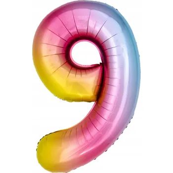 Balónek Fóliový balónek ČÍSLICE 9 DUHOVÁ DEKORACE velký XXL 100cm narozeniny