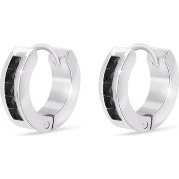 Náušnice biju Náušnice z chirurgické oceli, kroužek ozdobený černými zirkony 1002941-3