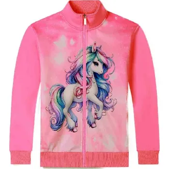 Dívčí oblečení ZATEPLENÁ DĚTSKÁ MIKINY S KONÍKEM ZIMA26 Barva: Světle růžová, Velikost: 110
