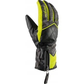 Rukavice Dámské lyžařské rukavice Viking Atria s přírodní kůží černo-žluté, velikost 7