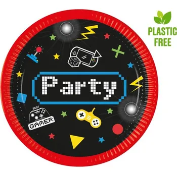 Party nádobí Talíře papírové velké GAME PARTY 8ks