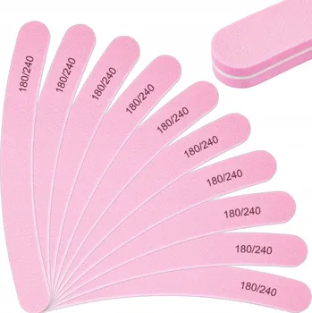 Pilník leštička na nehty banán gradace 180/240 světle růžová 10 ks