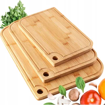 Kuchyňské prkénko SADA BAMBUSOVÝCH PRKÉNEK NA KRÁJENÍ POTRAVIN 3x Kuchyňské Prkénko s Úchytem