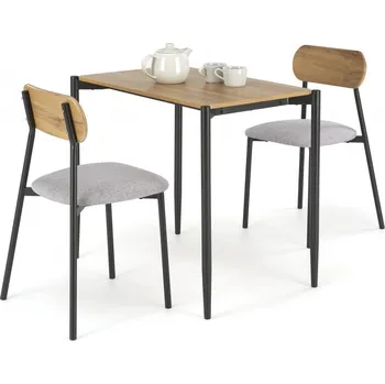 Jídelní set Jídelní set NANDO - 2+1, kov, MDF, černá / přírodní