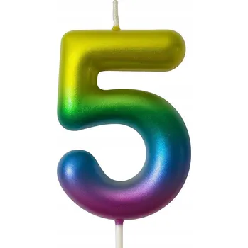Dortová svíčka Svíčka Duhová Číslo 5 – Barevná Magie Oslav