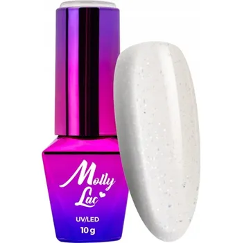 Lak na nehty Hybridní lak MOLLYLAC 10g Madame French Vanille Vanilkový Brokát Č. 420