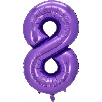 Balónek Fialový fóliový balónek 100 cm NAROZENINY FIALOVÁ ČÍSLICE 8