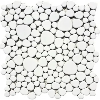 Obklad KERAMICKÁ MOZAIKA BÍLÁ, LESKLÁ KAMENÍ-ŠTĚRK
