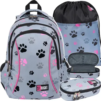 Školní batoh Školní batoh MAJEWSKI ST.RIGHT BP26 PAWS se 3 přihrádkami