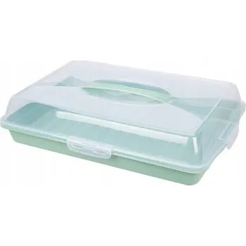 Úložný box Nádoba s víkem na dort, obdélníková, zelená, 44 x 31 x 10 cm