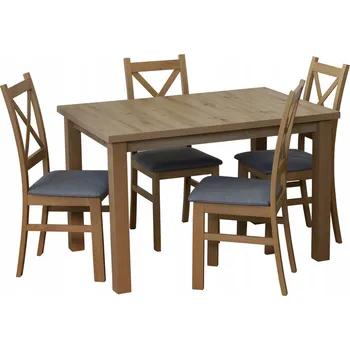 Jídelní set Jídelní set: stůl do kuchyně 150/190x80 cm a 4 židle do jídelny M009-4, dub Artisan