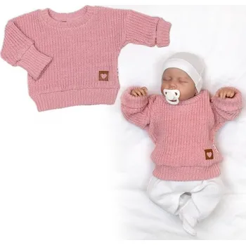 Baby Nellys Rostoucí oversize pletený svetřík pro miminko starorůžový Baby Nellys Vel. 80/86