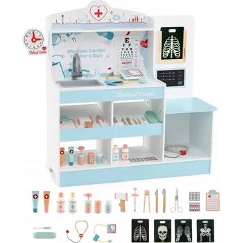 Dřevěná hračka Dřevěná sada pro hru na doktora pro děti, hra na domácnost