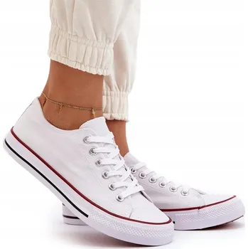 Dámské tenisky DÁMSKÉ PLÁTĚNÉ TENISKY PRO KAŽDODENNÍ NOŠENÍ KLASICKÉ BÍLÉ 39