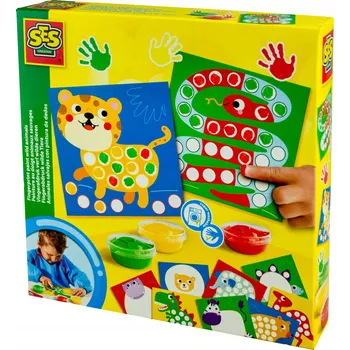 kreativní sada Karty pro malování prsty DIVOKÁ ZVÍŘATA sada SES Creative 10175 1+