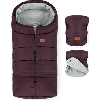Dětská deka PETITE&MARS Set zimní fusak Jibot 3v1 + rukavice na kočárek Jasie Mysterious Plum Horizontal