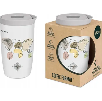 Termohrnek Coffee Format Termohrnek, Bílý s motivem mapy světa 350 ml
