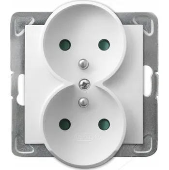 Elektrická zásuvka Ospel Impresja Dvojitá zásuvka s uzemněním a clonkami, bílá GP-2YRZP/m/00