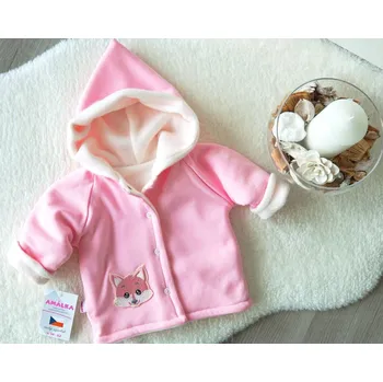 Kojenecká bunda AMÁLKA Zateplený, kojenecký kabátek liška, růžový Velikost: 68-74